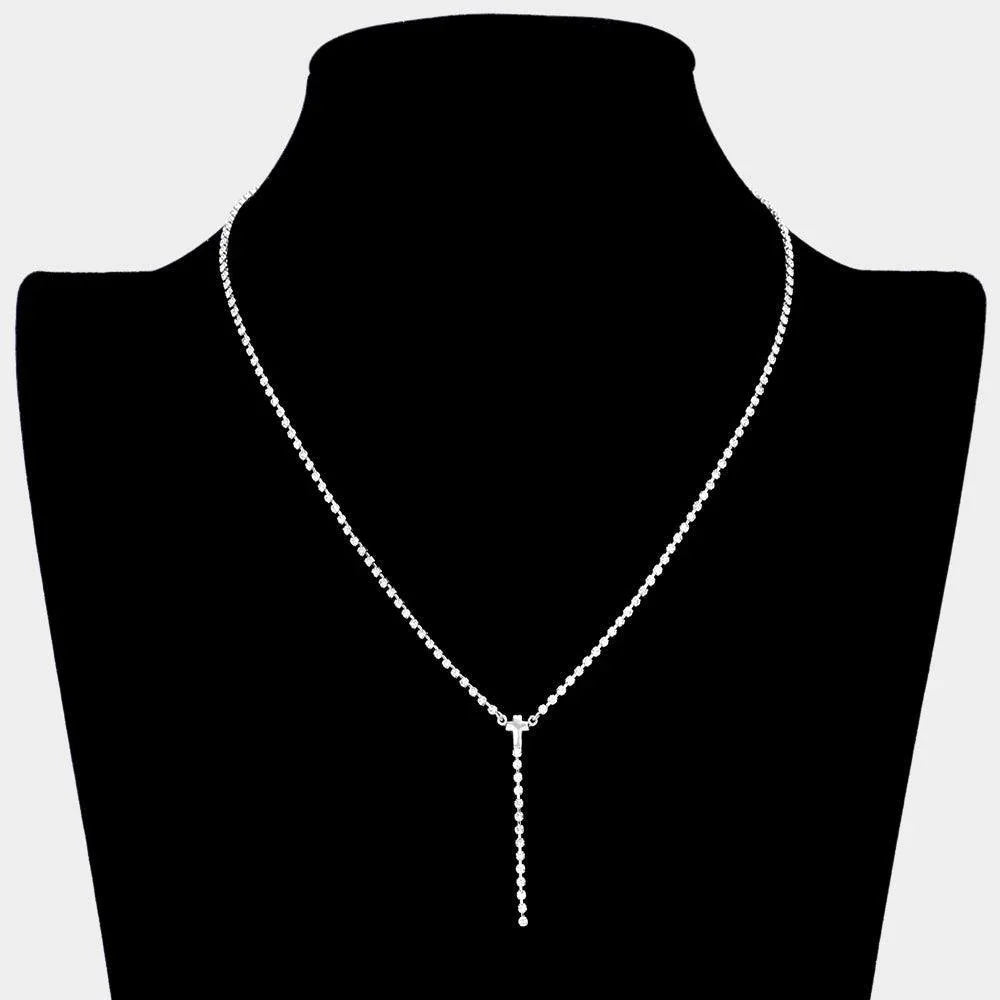 Brass Metal Dainty Rhinestone Chain Cross Pendant Necklace - Jewelry Store by Erik Rayo