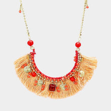 Load image into Gallery viewer, Multi Bead Detail Thread Fringe Long Necklace
