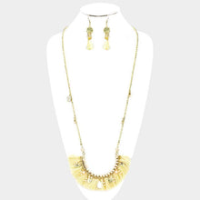 Load image into Gallery viewer, Multi Bead Detail Thread Fringe Long Necklace
