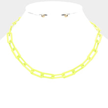 Load image into Gallery viewer, Yellow Colored Open Metal Rectangle Link Necklace
