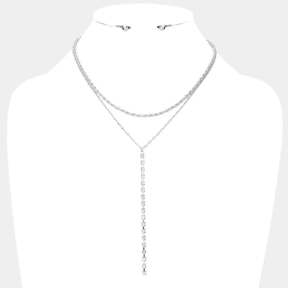 Double Layered Rhinestone Y Necklace - Jewelry Store by Erik Rayo