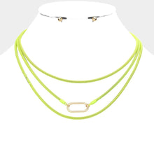 Load image into Gallery viewer, Yellow Open Metal Oval Accented Colored Chain Layered Necklace
