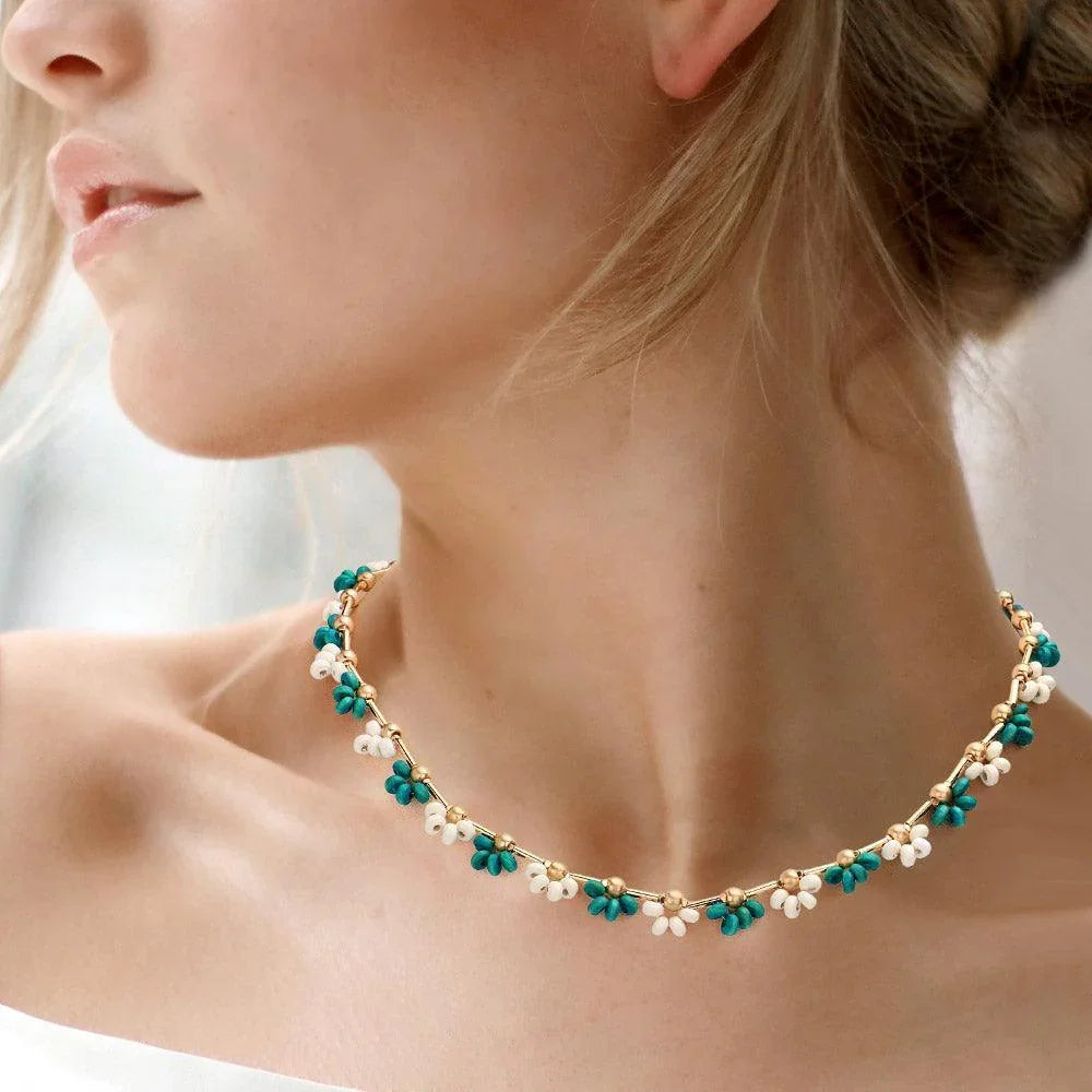 Turquoise Wood Ball Cluster Necklace - Jewelry Store by Erik Rayo