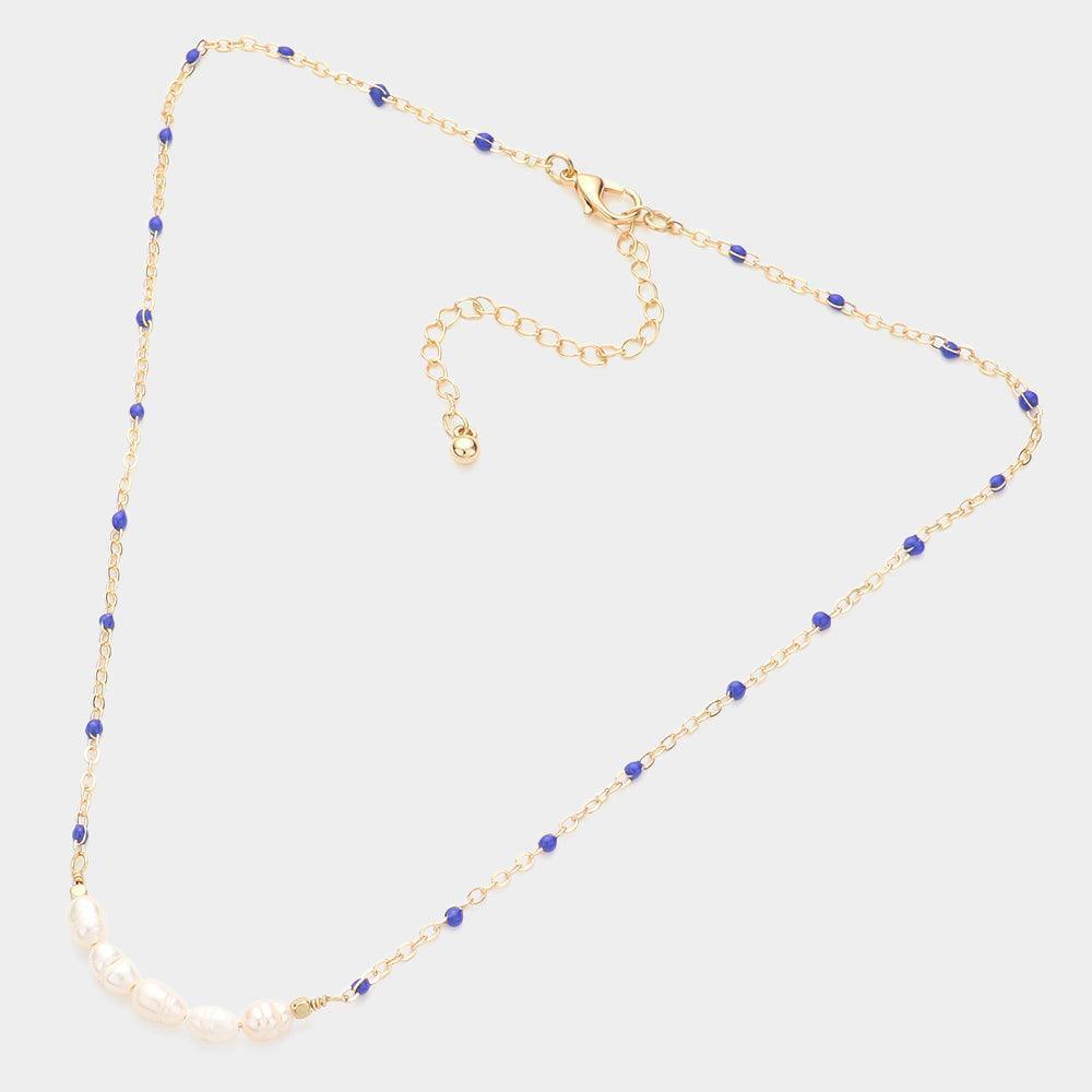 Blue Pearl Seed Beads Necklace - Jewelry Store by Erik Rayo