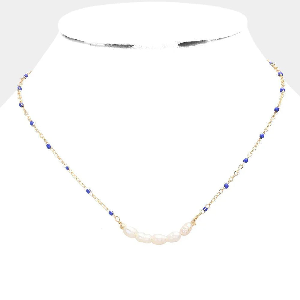 Blue Pearl Seed Beads Necklace - Jewelry Store by Erik Rayo