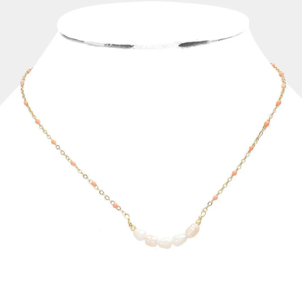Orange Pearl Seed Beads Necklace - Jewelry Store by Erik Rayo
