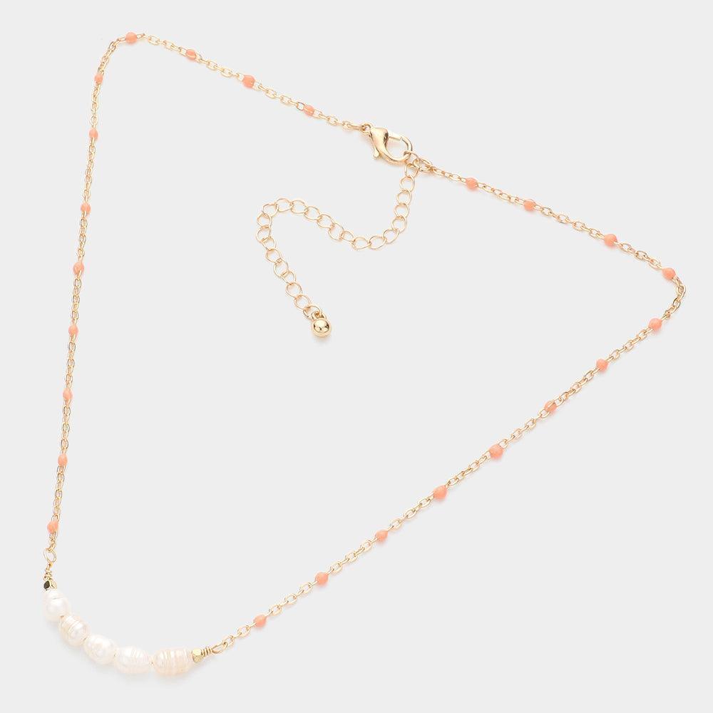 Orange Pearl Seed Beads Necklace - Jewelry Store by Erik Rayo