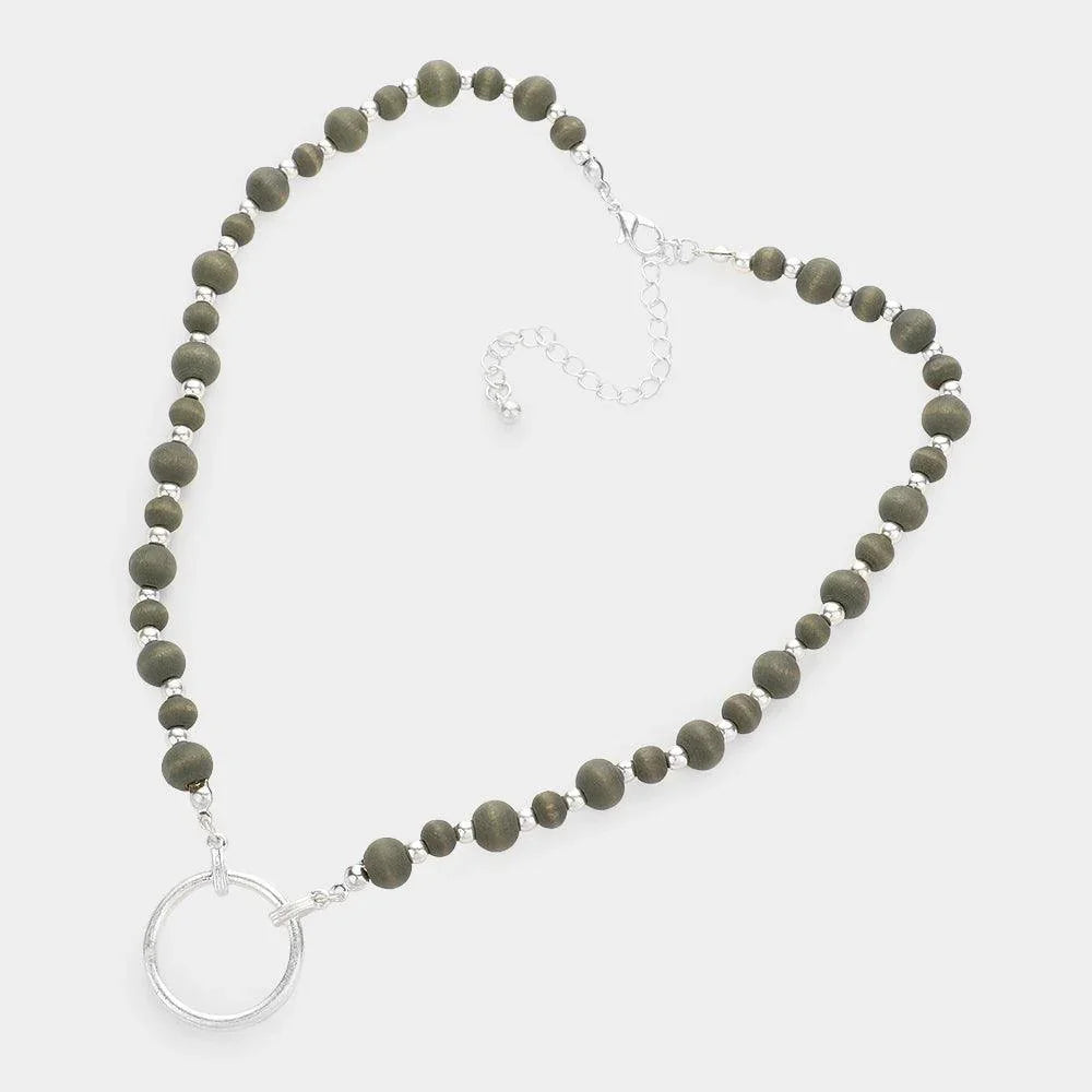 Open Metal Circle Pendant Wood Metal Ball Necklace - Jewelry Store by Erik Rayo
