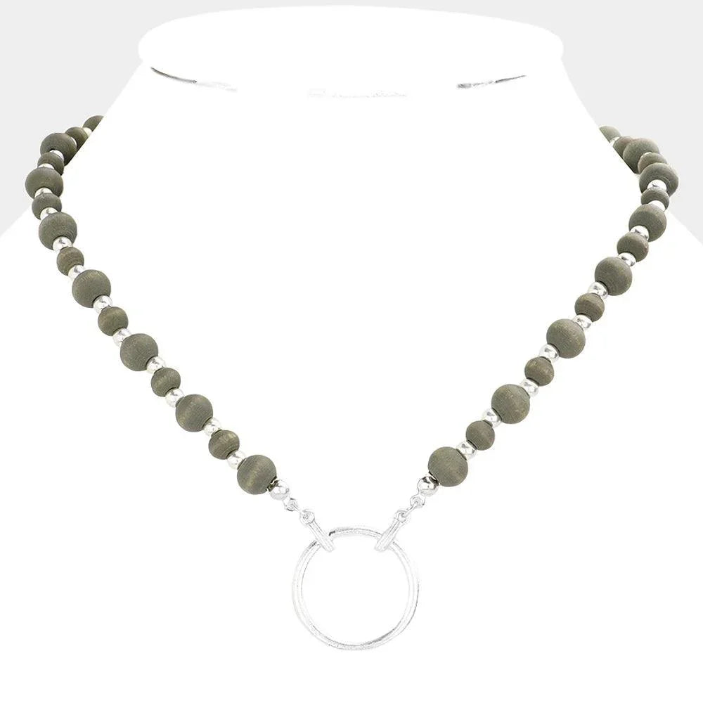 Open Metal Circle Pendant Wood Metal Ball Necklace - Jewelry Store by Erik Rayo