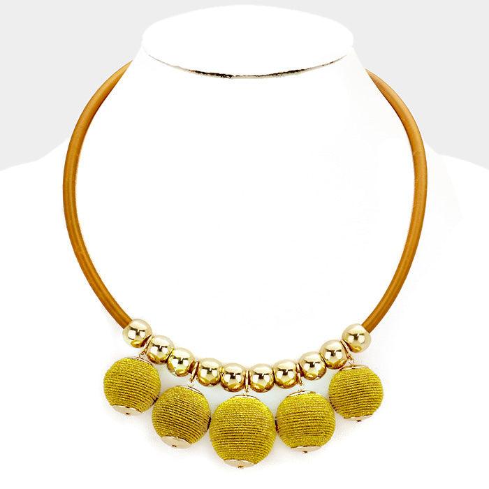 Gold Thread ball charm necklace