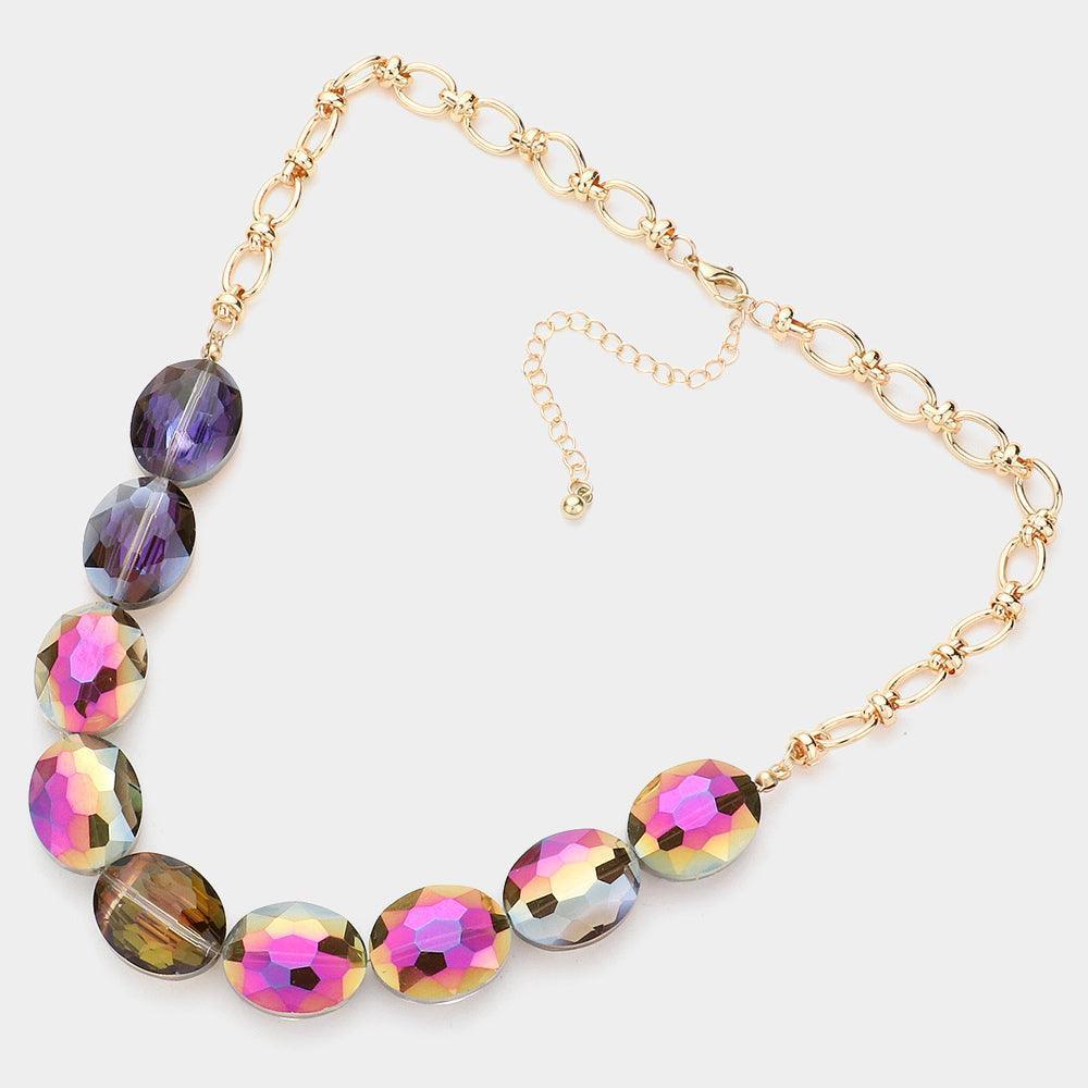 Brown Faceted Oval Stone Cluster Necklace - Jewelry Store by Erik Rayo