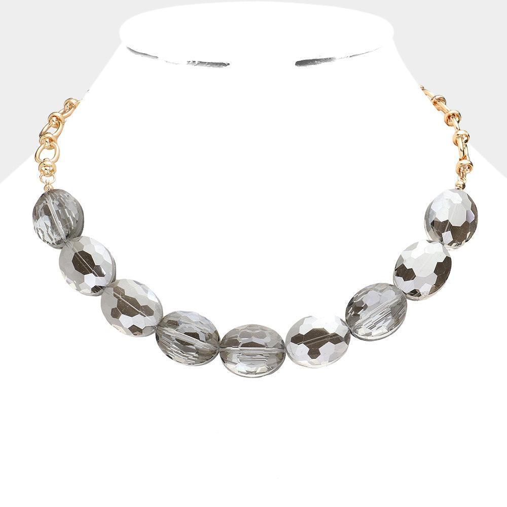 Faceted Oval Stone Cluster Necklace - Jewelry Store by Erik Rayo