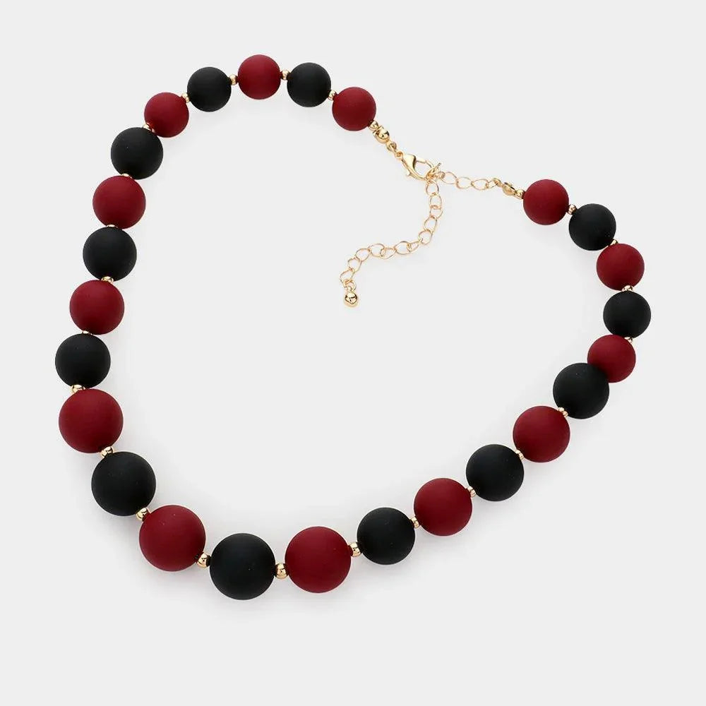 Burgundy Game Day Beaded Necklace - Jewelry Store by Erik Rayo