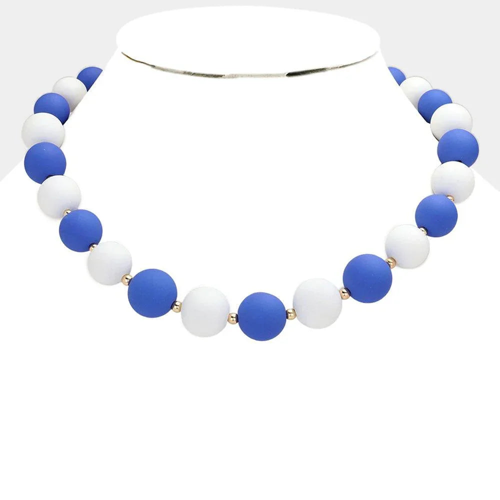 White Game Day Beaded Necklace - Jewelry Store by Erik Rayo