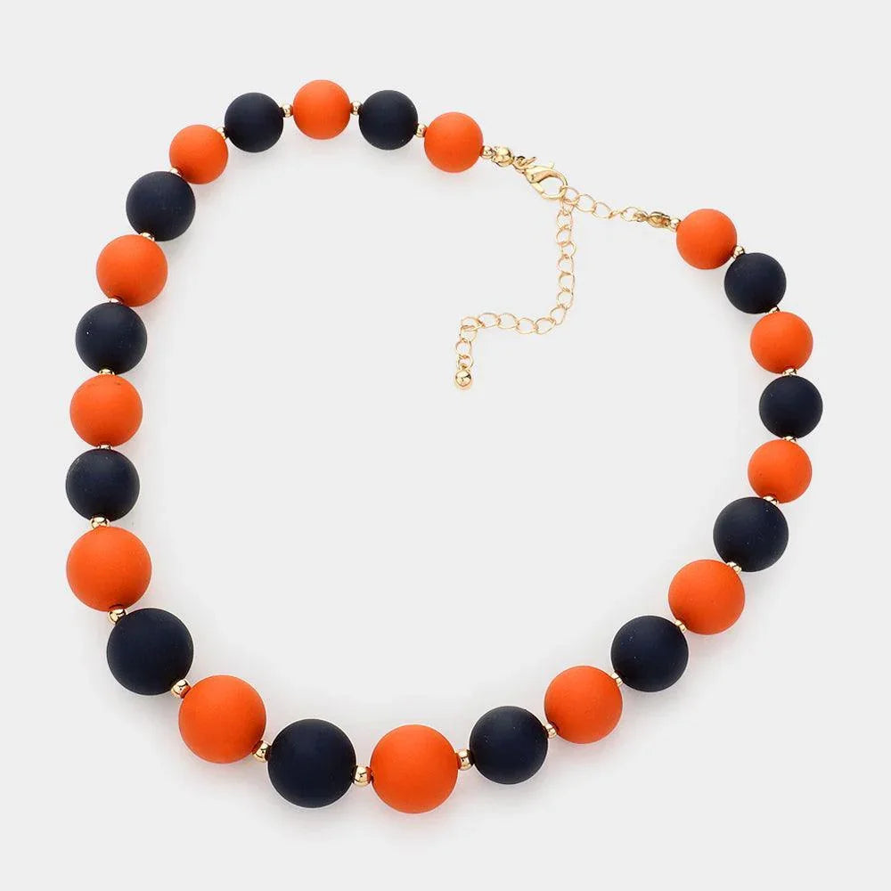 Orange Game Day Beaded Necklace - Jewelry Store by Erik Rayo