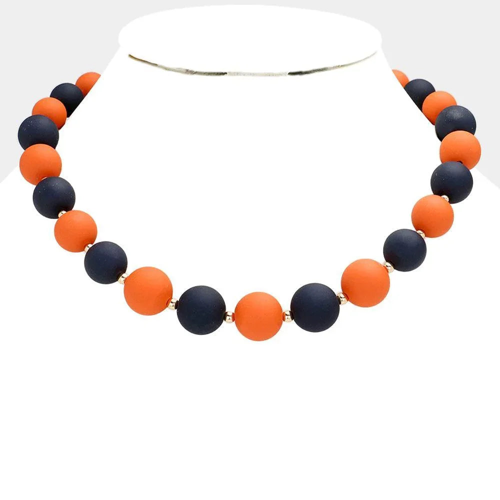 Orange Game Day Beaded Necklace - Jewelry Store by Erik Rayo