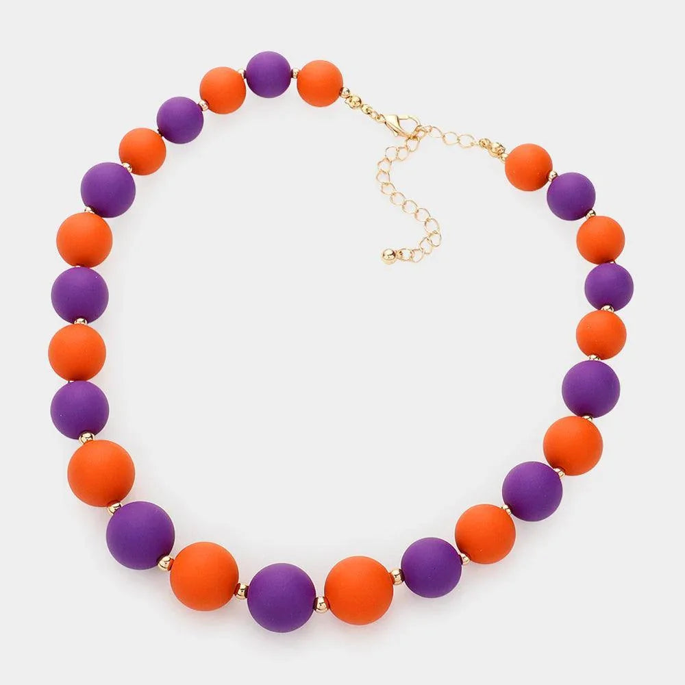 Orange Game Day Beaded Necklace - Jewelry Store by Erik Rayo