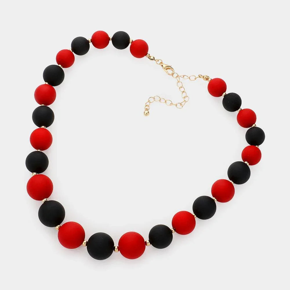 Red Game Day Beaded Necklace - Jewelry Store by Erik Rayo