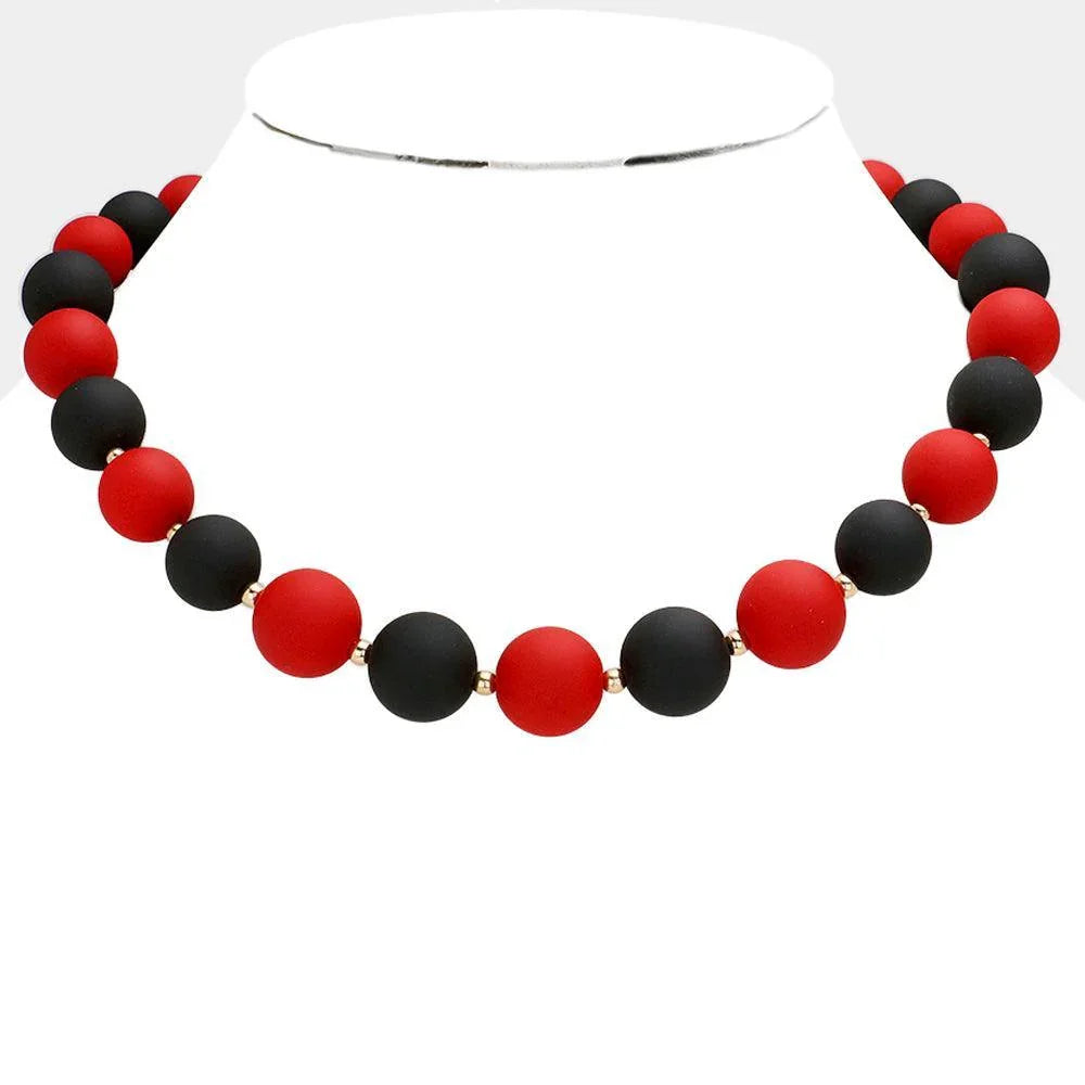 Red Game Day Beaded Necklace - Jewelry Store by Erik Rayo