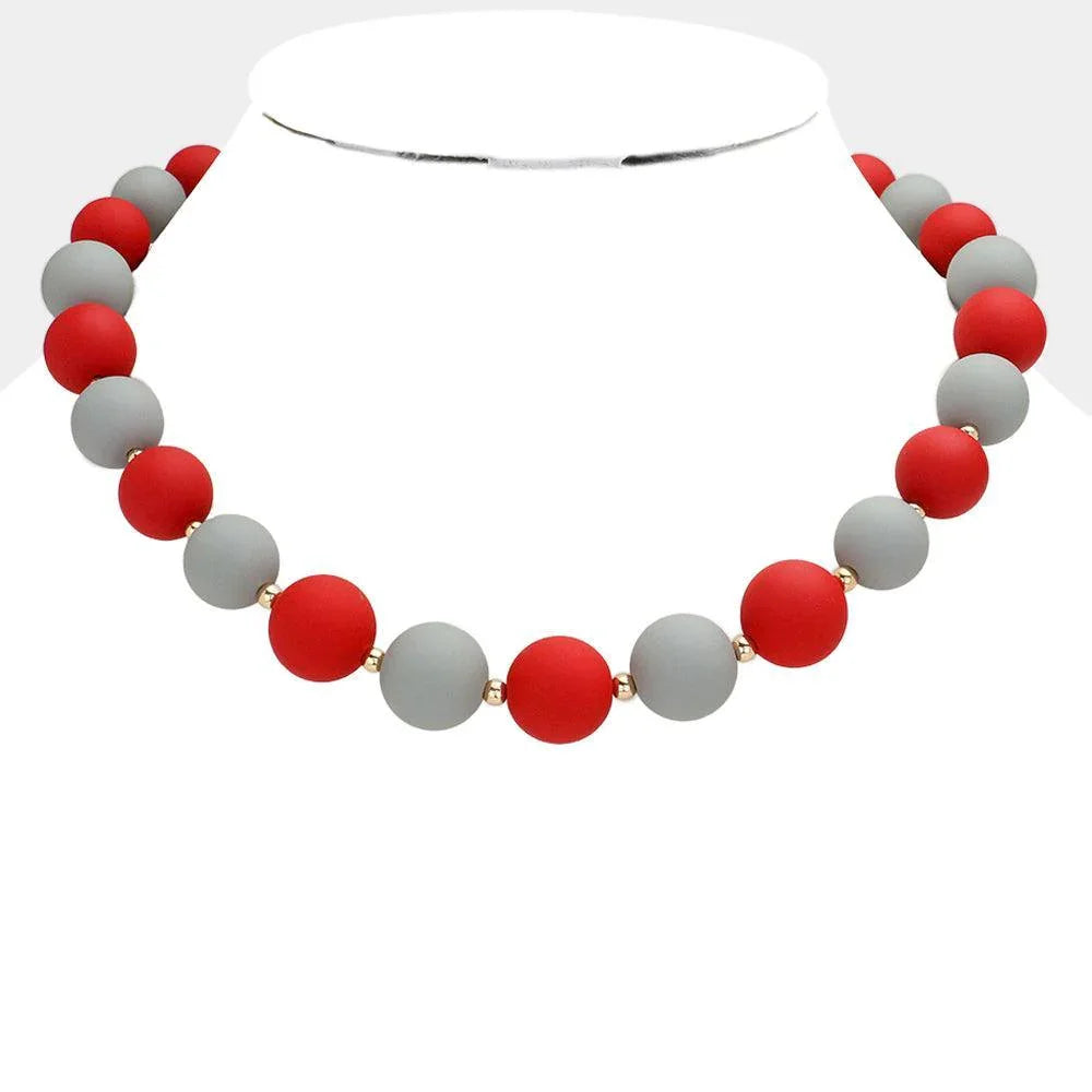 Red Game Day Beaded Necklace - Jewelry Store by Erik Rayo