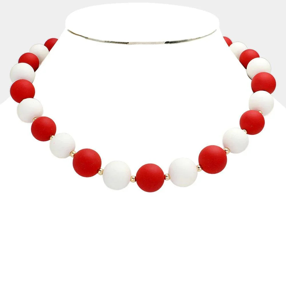 Red Game Day Beaded Necklace - Jewelry Store by Erik Rayo