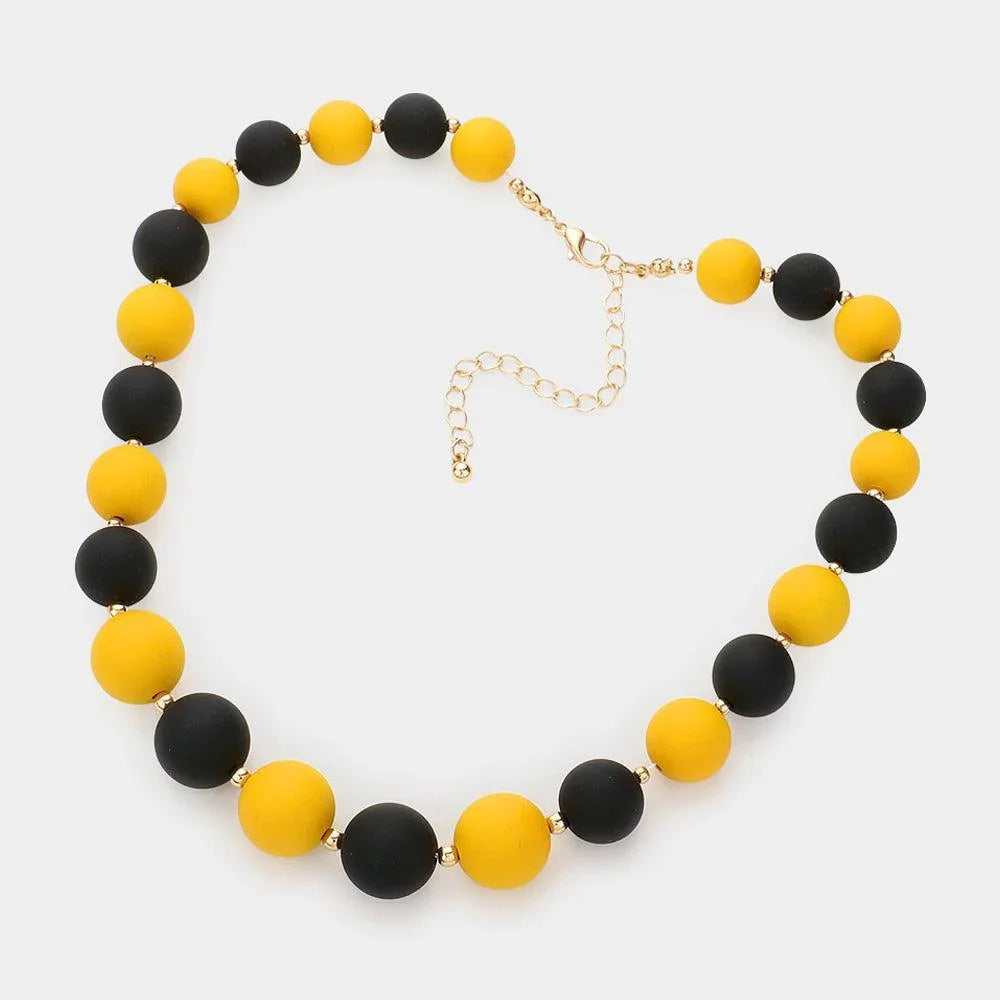 Yellow Game Day Beaded Necklace - Jewelry Store by Erik Rayo