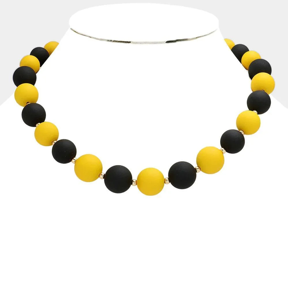 Yellow Game Day Beaded Necklace - Jewelry Store by Erik Rayo