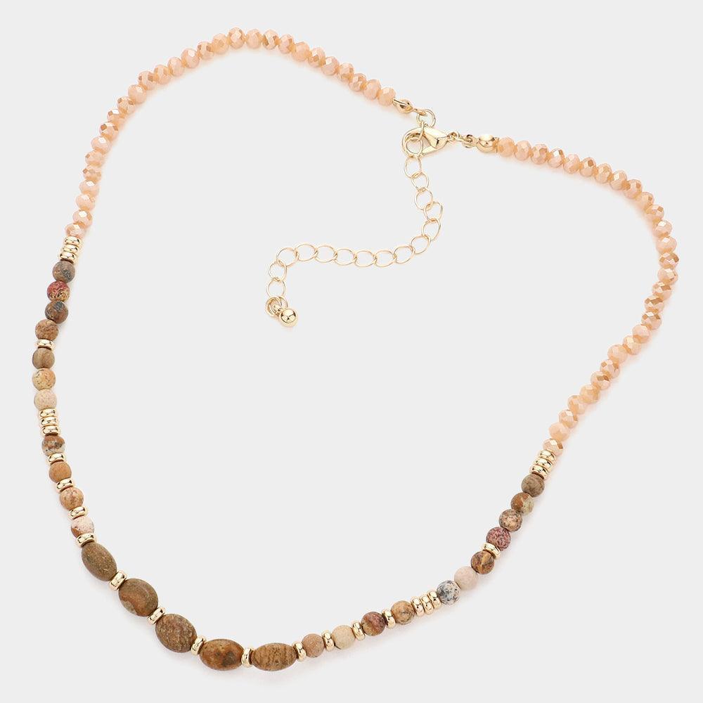 Brown Semi Precious Stone Faceted Beaded Necklace - Jewelry Store by Erik Rayo