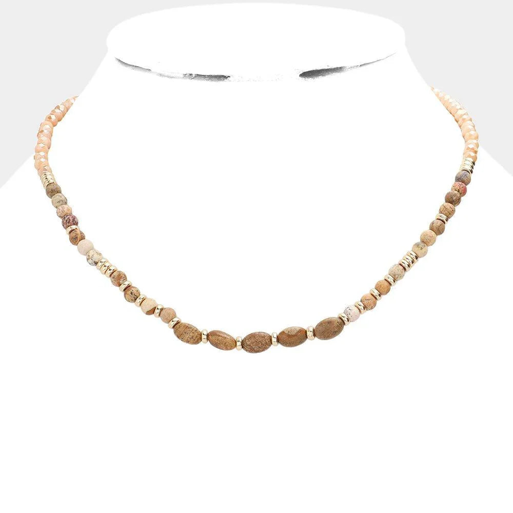 Brown Semi Precious Stone Faceted Beaded Necklace - Jewelry Store by Erik Rayo