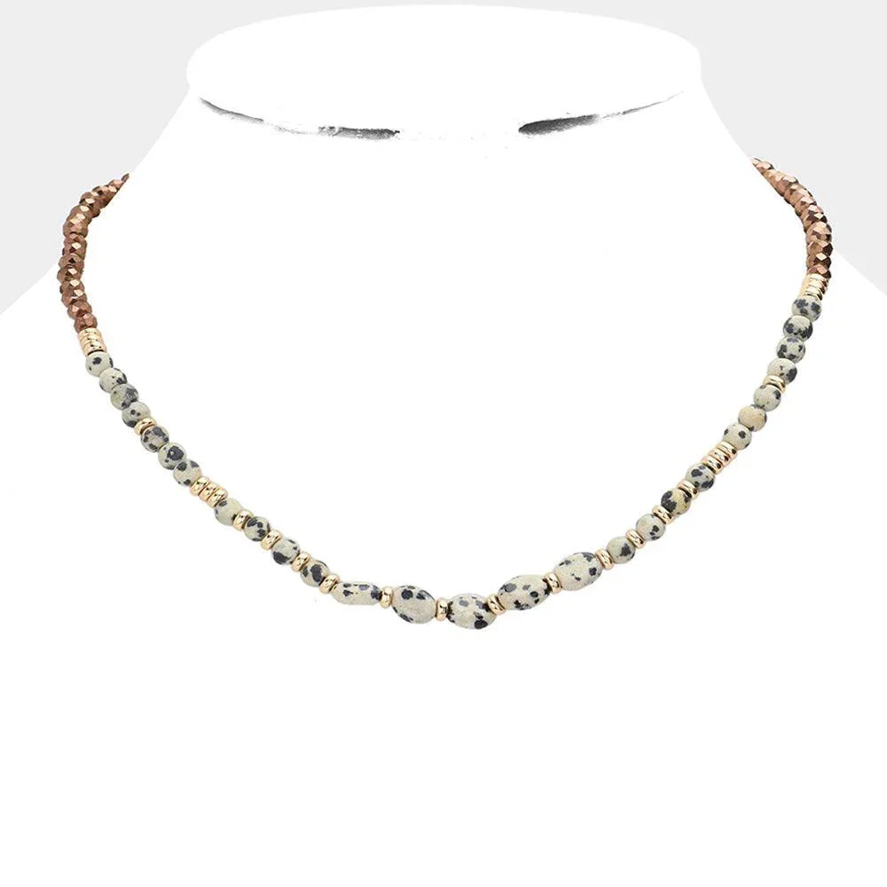Black Semi Precious Stone Faceted Beaded Necklace - Jewelry Store by Erik Rayo