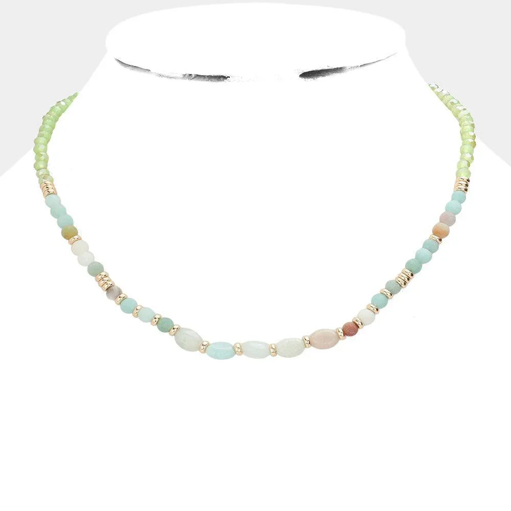 Gold Semi Precious Stone Faceted Beaded Necklace - Jewelry Store by Erik Rayo