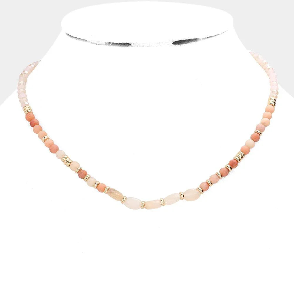 Gold Semi Precious Stone Faceted Beaded Necklace - Jewelry Store by Erik Rayo