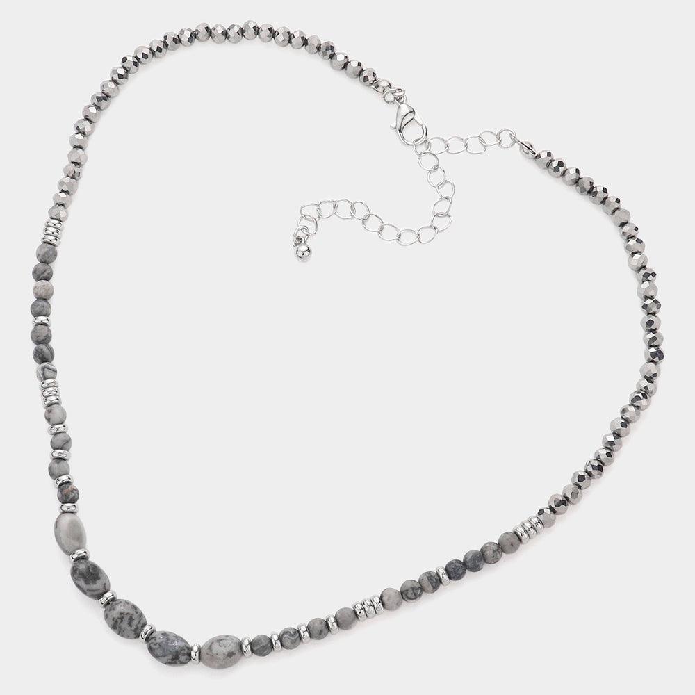 Silver Semi Precious Stone Faceted Beaded Necklace - Jewelry Store by Erik Rayo