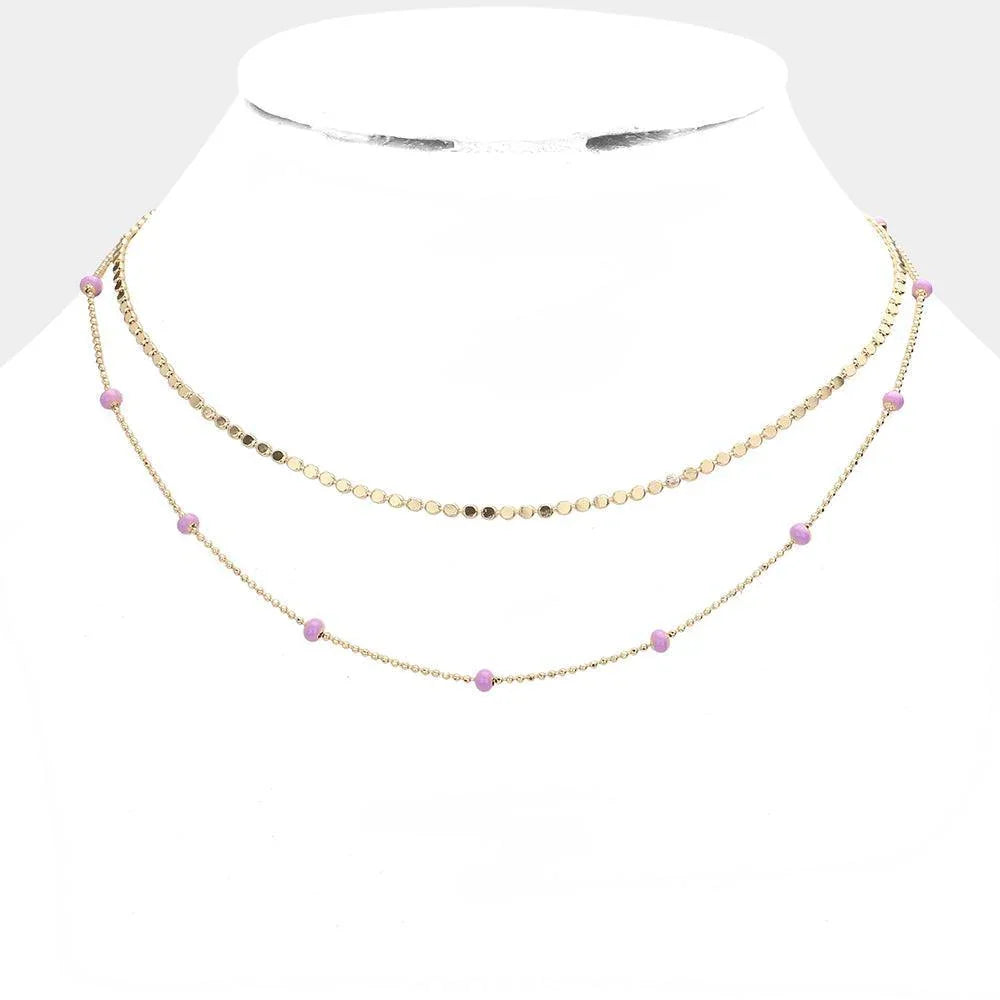 Purple Bead Station Double Layered Necklace - Jewelry Store by Erik Rayo