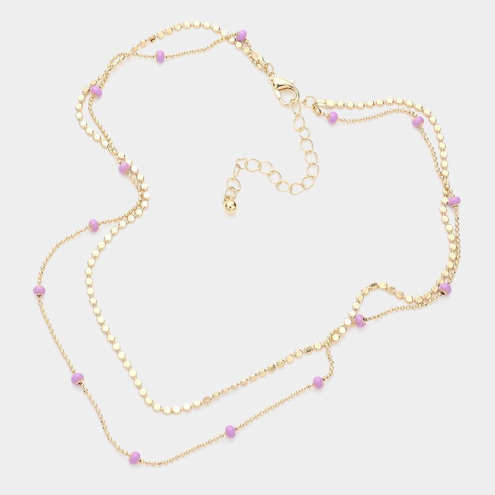 Purple Bead Station Double Layered Necklace - Jewelry Store by Erik Rayo