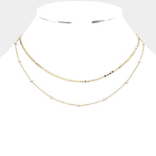 Load image into Gallery viewer, White Bead Station Double Layered Necklace
