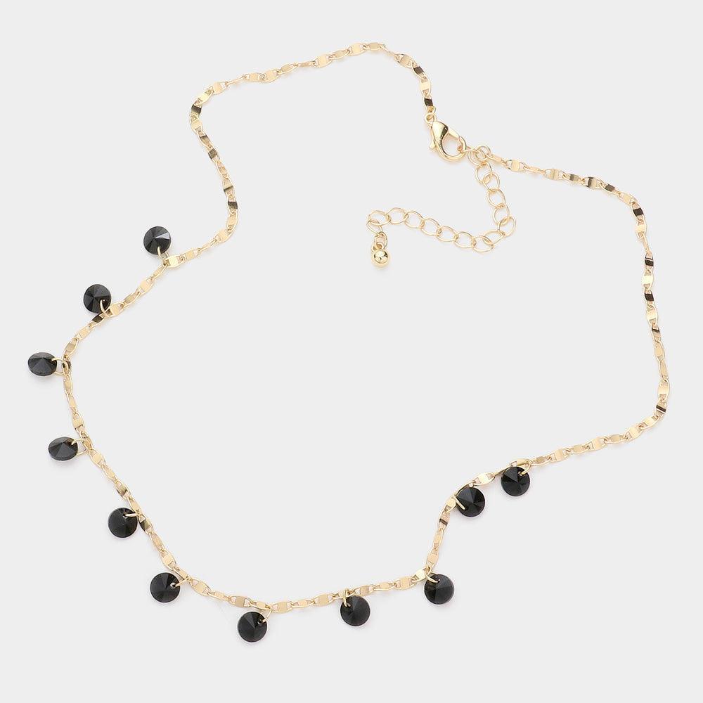 Black Round Bead Station Necklace - Jewelry Store by Erik Rayo