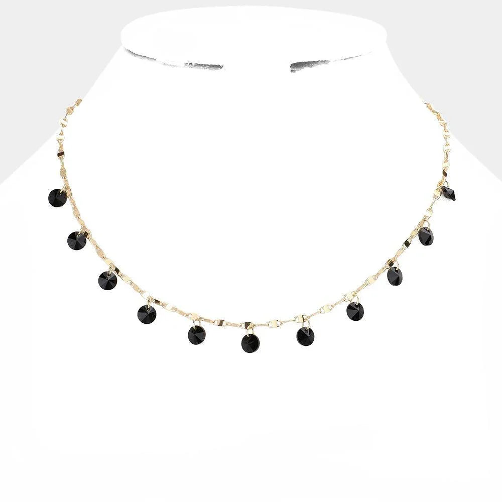 Black Round Bead Station Necklace - Jewelry Store by Erik Rayo