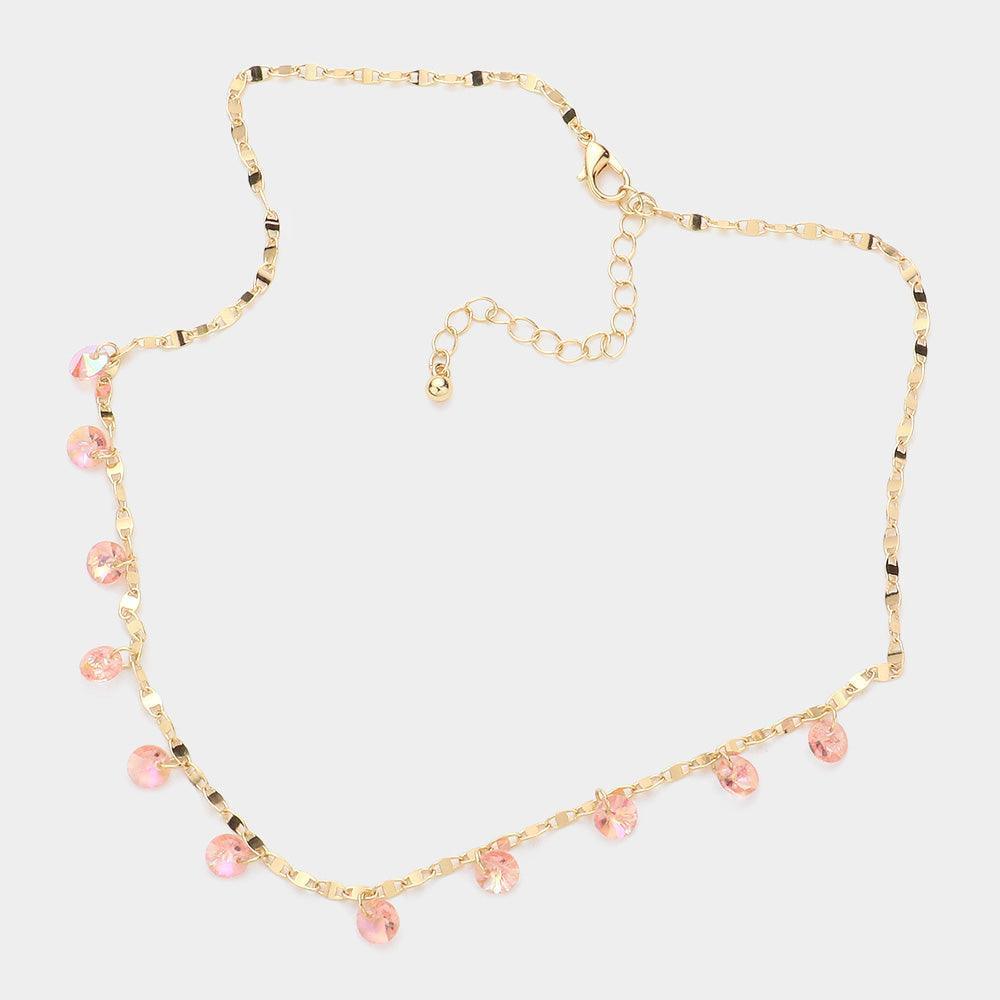 Pink Round Bead Station Necklace - Jewelry Store by Erik Rayo