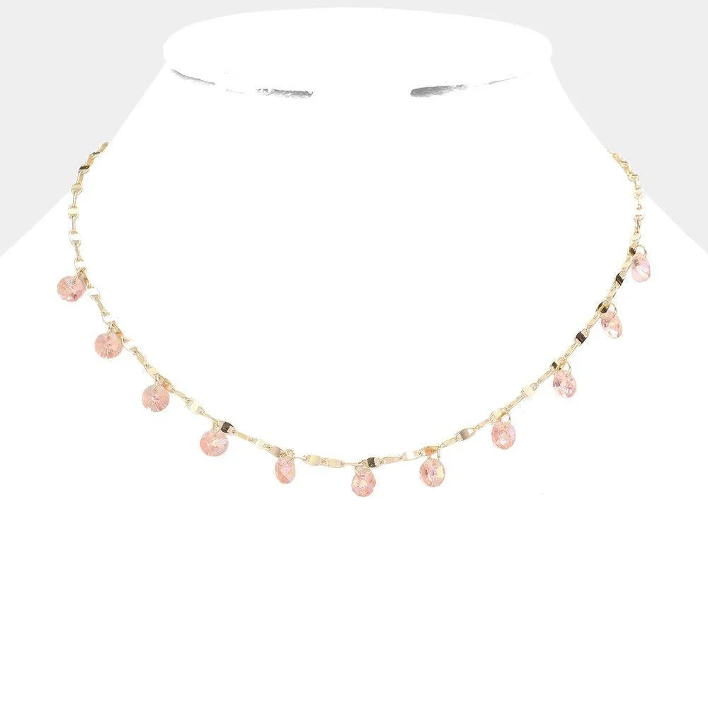 Pink Round Bead Station Necklace - Jewelry Store by Erik Rayo