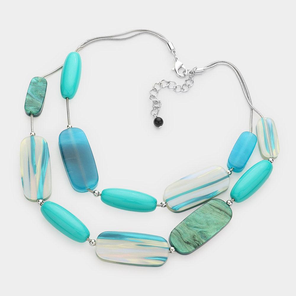 Marbled Beaded Double Layered Bib Necklace - Jewelry Store by Erik Rayo