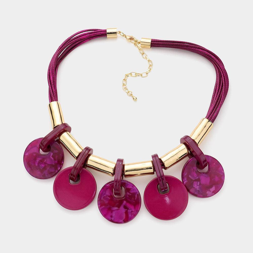 Gold Resin Disc Station Statement Necklace - Jewelry Store by Erik Rayo