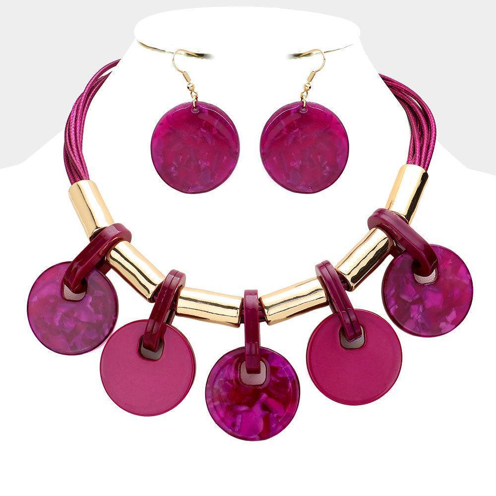 Gold Resin Disc Station Statement Necklace - Jewelry Store by Erik Rayo