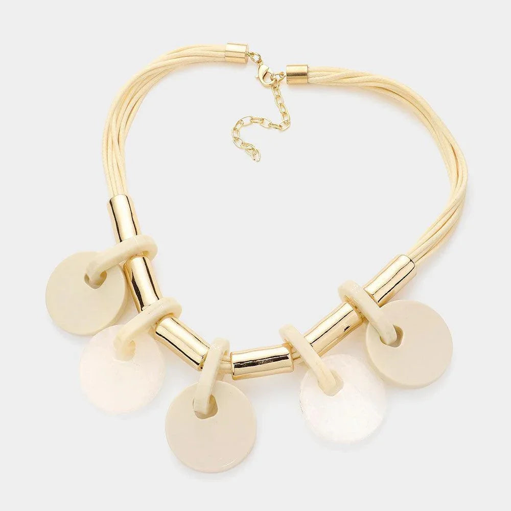White Resin Disc Station Statement Necklace - Jewelry Store by Erik Rayo
