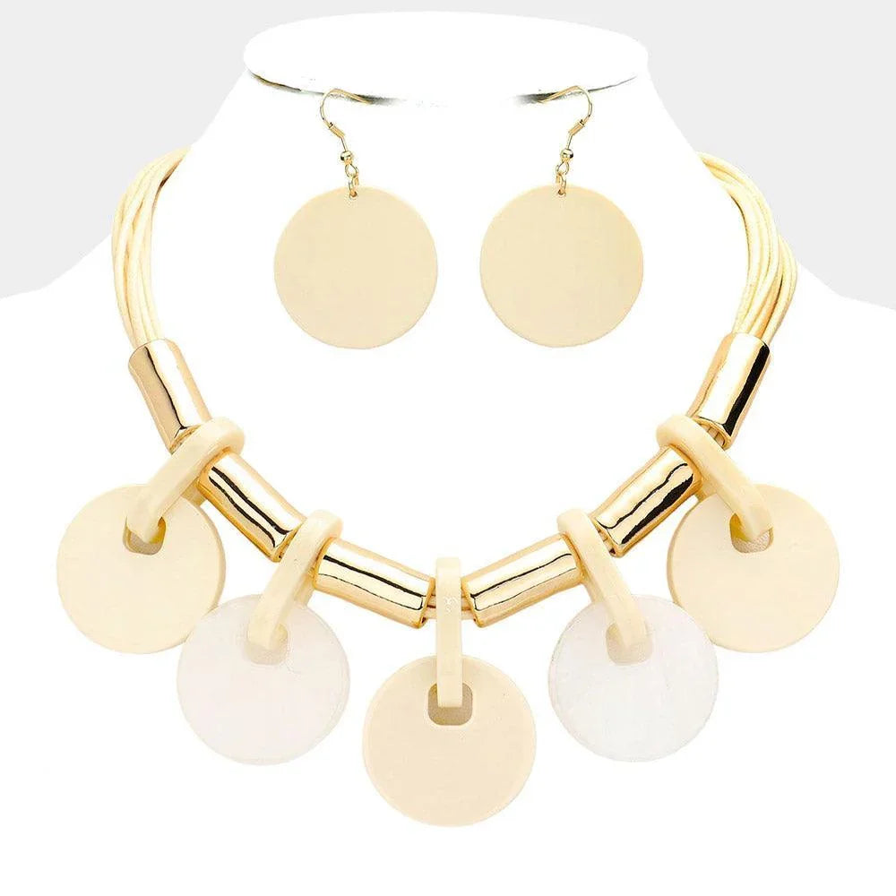 White Resin Disc Station Statement Necklace - Jewelry Store by Erik Rayo