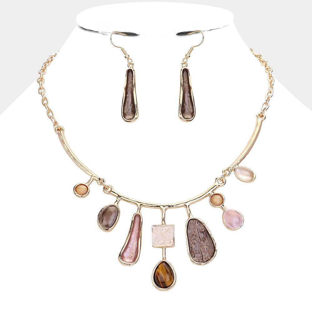 Brown Abstract Colored Cluster Decor Necklace - Jewelry Store by Erik Rayo