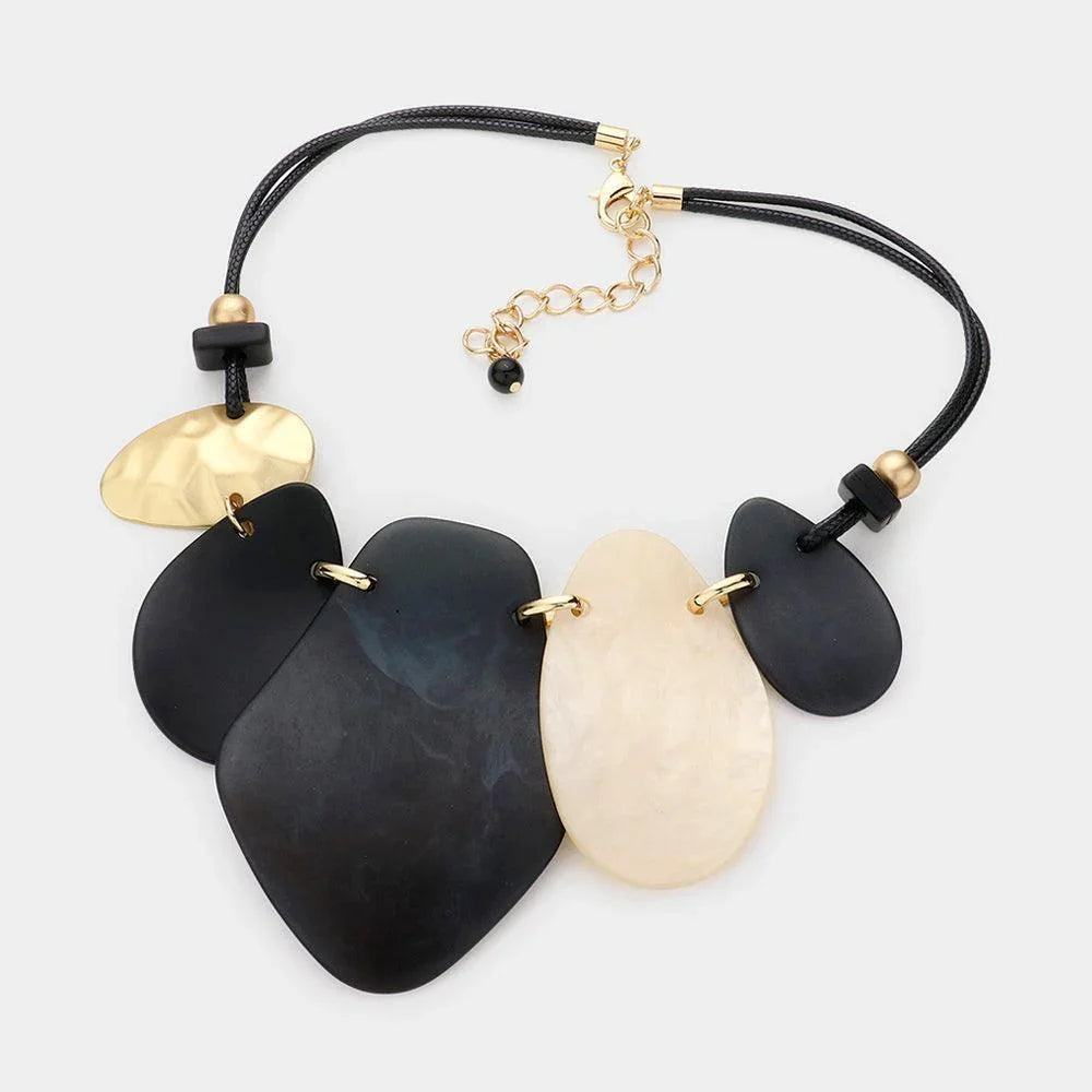 White Abstract Resin Metal Link Necklace - Jewelry Store by Erik Rayo
