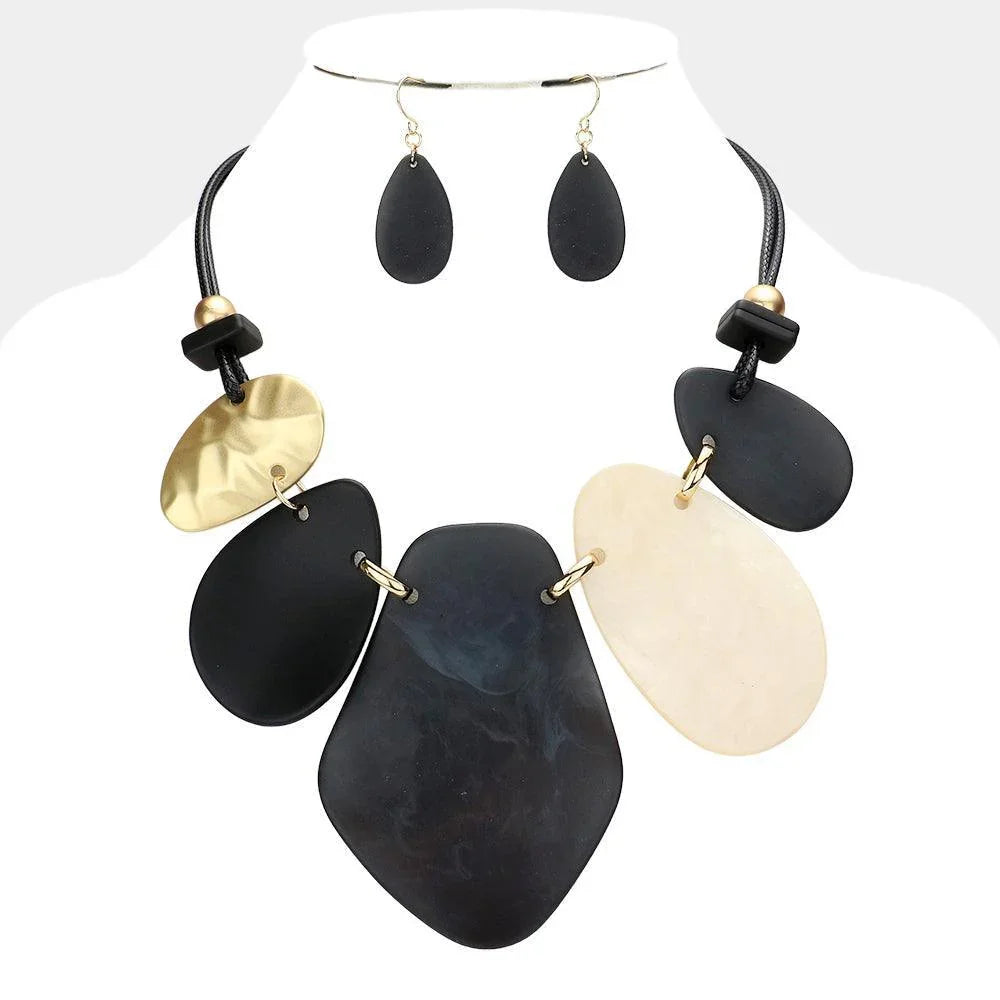 White Abstract Resin Metal Link Necklace - Jewelry Store by Erik Rayo