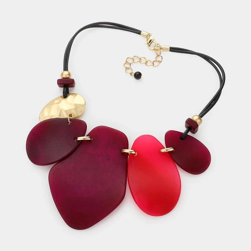 Fuchsia Abstract Resin Metal Link Necklace - Jewelry Store by Erik Rayo