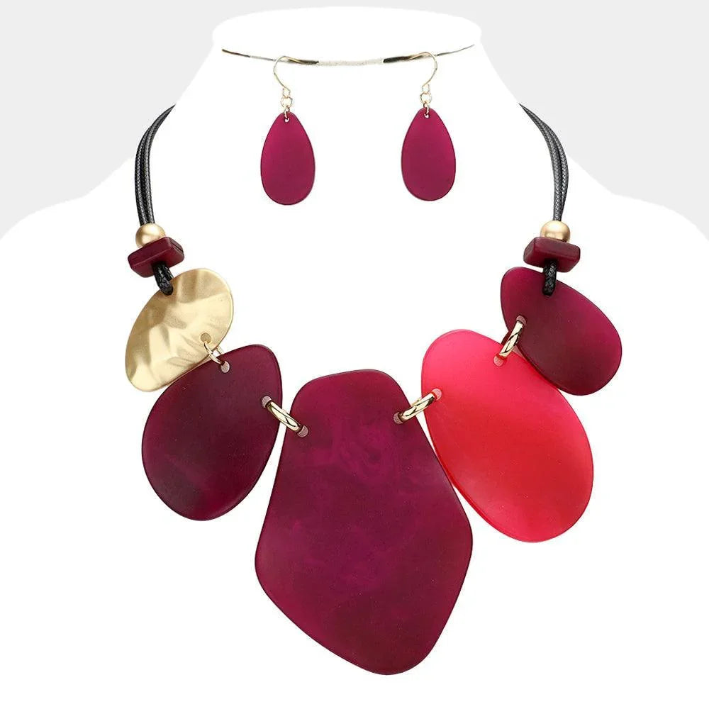 Fuchsia Abstract Resin Metal Link Necklace - Jewelry Store by Erik Rayo